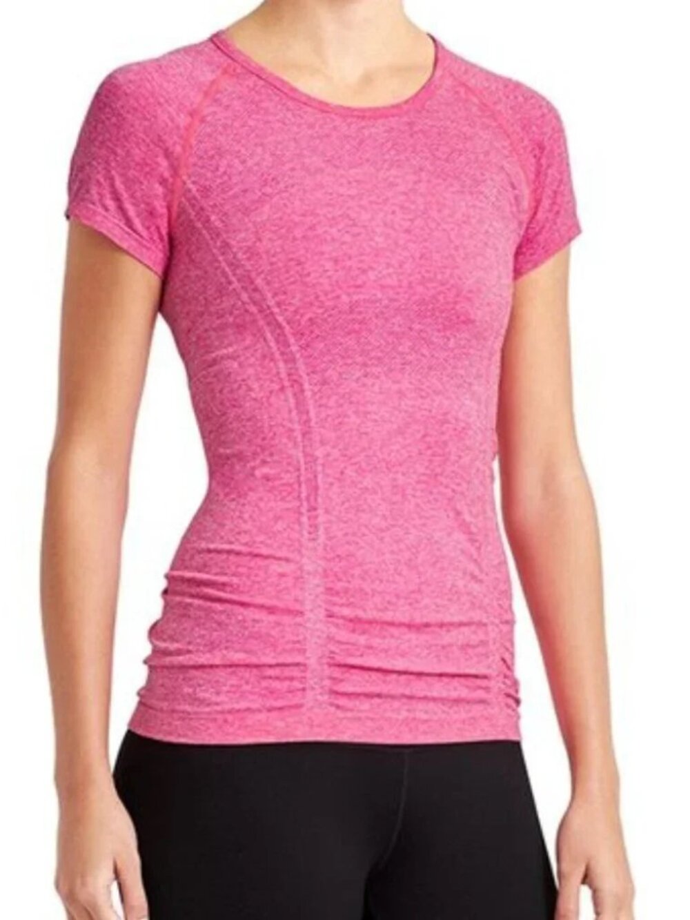 Athleta Fastest Track Heathered Hot Pink Short-Sleeve Active Tee